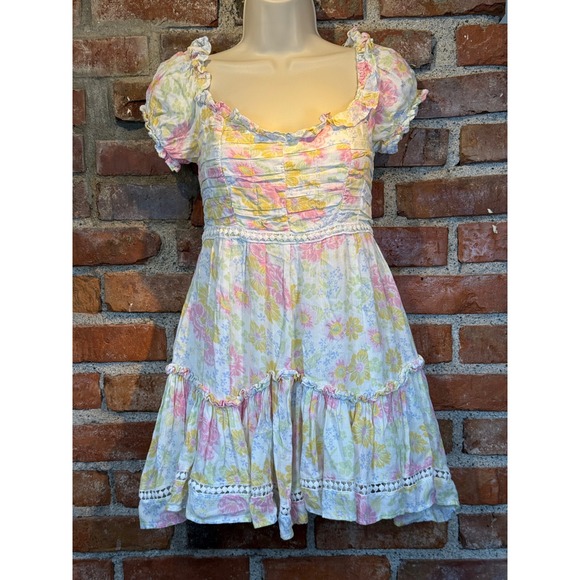 Altar'd State Dresses & Skirts - Altar'd State Floral Mini Dress XS Pastel Cottagecore Puff Sleeve